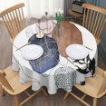 thumbnail image 3 of Round Waterproof Tablecloth 60×60 Inch, Boho Style Reusable Indoor/Outdoor Durable Table Cover for Party Kitchen Dinner Room Decor, 3 of 6