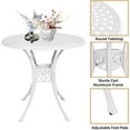 thumbnail image 5 of 30 inches Round Patio Table with Umbrella Hole, Cast Aluminum Bistro Table for Porch Backyard, White, 5 of 8