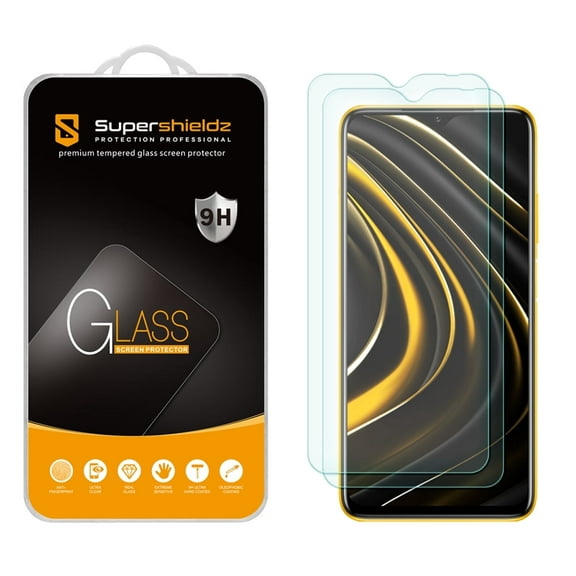 [2-Pack] Supershieldz for Xiaomi Poco M3 Tempered Glass Screen Protector, Anti-Scratch, Anti-Fingerprint, Bubble Free