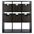 thumbnail image 2 of Winsome Wood Timothy 3x3 Black Storage Shelf with 6 Foldable Woven Chocolate Baskets, 2 of 10
