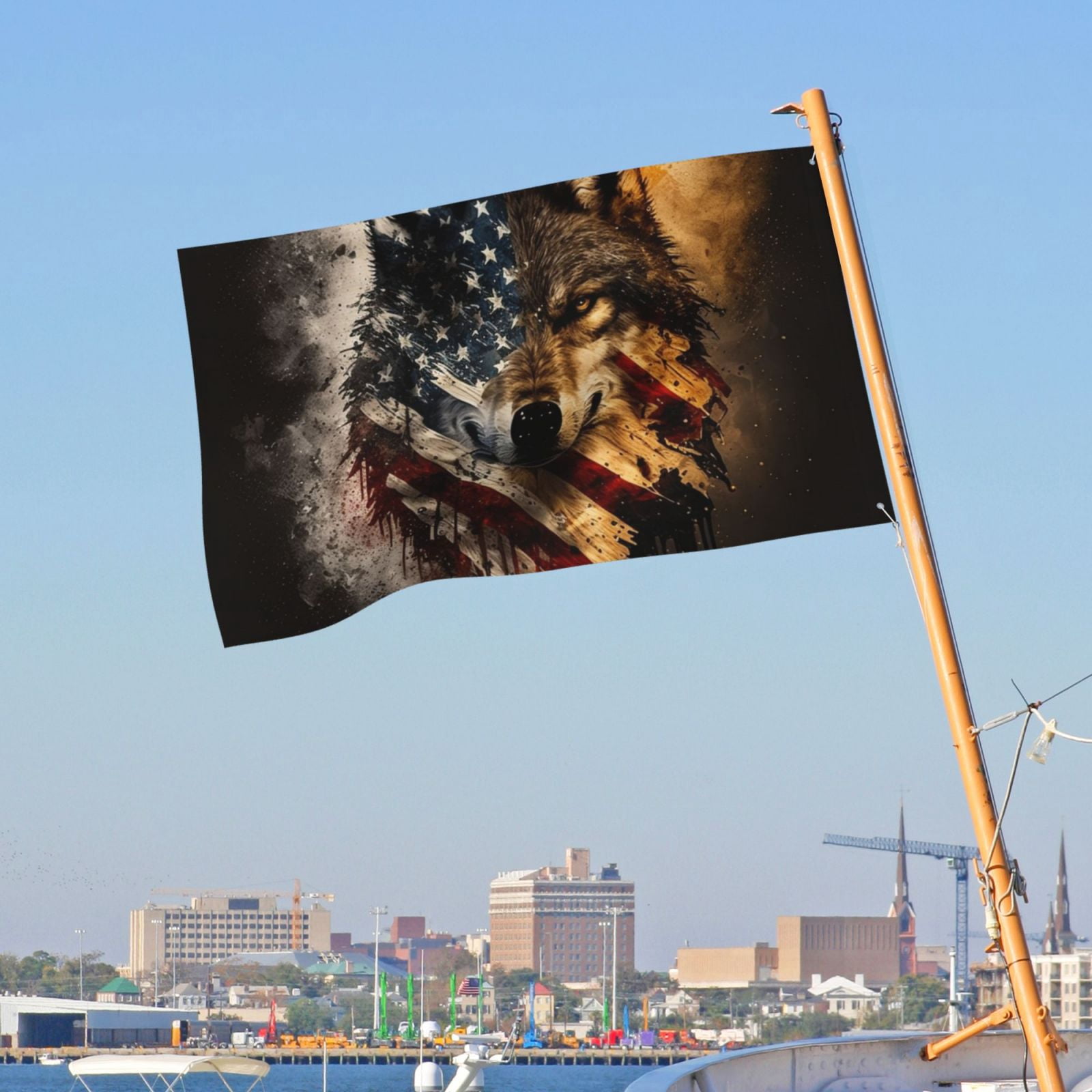 Wolf American USA Flag Double Sided Flag 3x5FT Reversible Garden Flag Outdoor Decor for House, Porch, Lawn, Yard, Indoor Wall, Party Decoration
