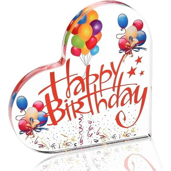 Happy Birthday Acrylic Desk Plaque, Table Decor for Women Men Son Daughter, Christmas or Birthday Gift for Friends Bestie Home Office Sign, 4x4 Inch