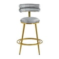 thumbnail image 6 of 27.65" Modern Dark Gray Velvet Counter Stools Set of 2, Iron Frame, Soft Back &amp; Cushion, Footrest - Elegant Kitchen &amp; Dining Room Seating, 6 of 13