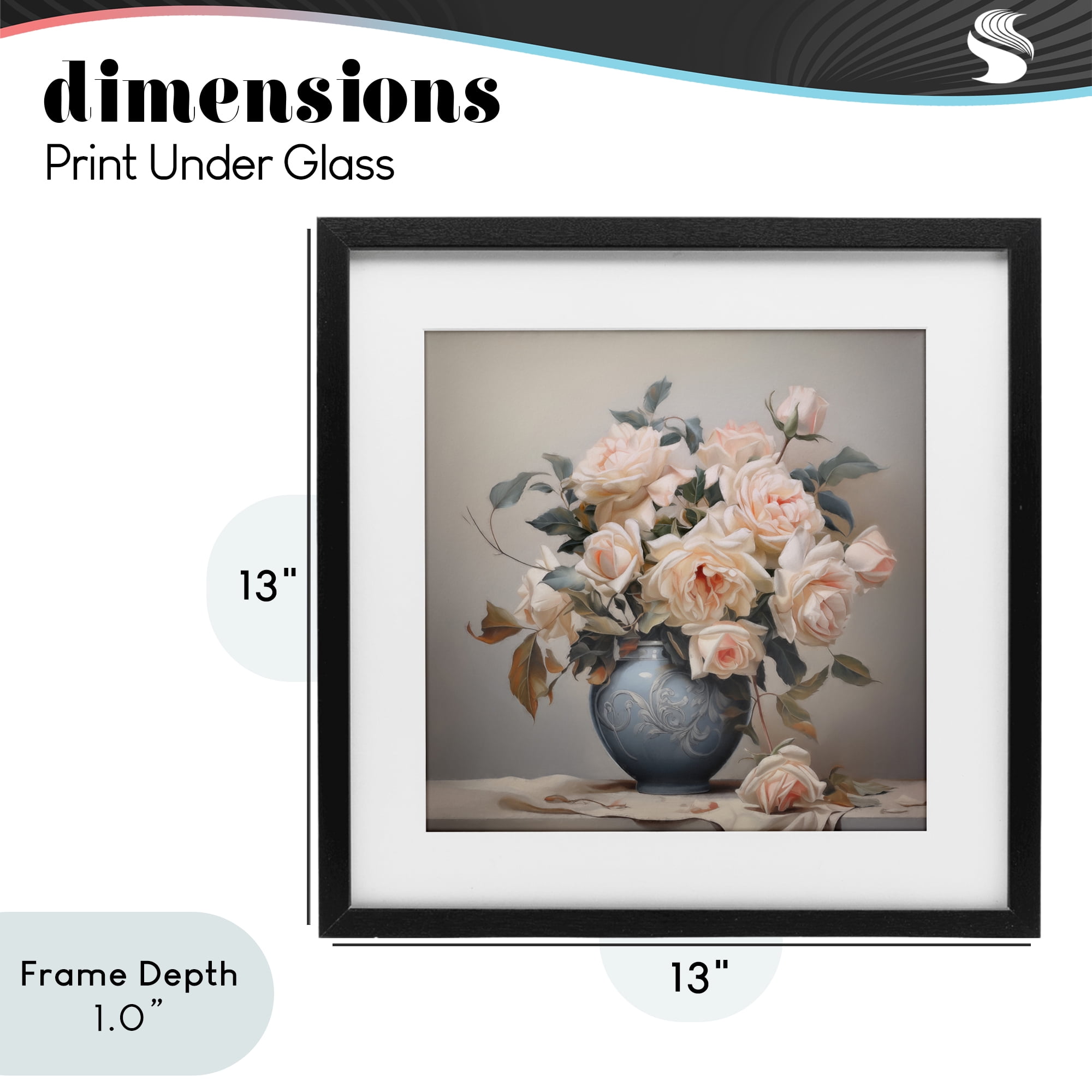 Stupell Industries Rose Paragon Vase Black Framed Print Under Glass, design by Steve Hunziker