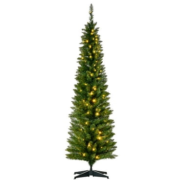 Costway 5Ft PVC Artificial Pencil Christmas Tree Slim Stand Green ...
