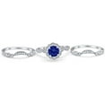 thumbnail image 3 of Gems Jewels 925 Sterling Silver 2.45 Ct Round Cut Blue Sapphire Wedding Engagement Thanksgiving Christmas Bridal Ring Set 14K White Gold Plated For Women's -10, 3 of 3