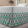 thumbnail image 1 of Abstract Bed Skirt, Continuous Star Shapes Diagonal Squares Tricolor Tones Pattern, Elastic Bedskirt Dust Ruffle Wrap Around for Bedding Decor, 4 Sizes, Dark Indigo and Sea Green, by Ambesonne, 1 of 2