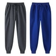 thumbnail image 4 of YOTAMI 2-Pack Men's Big and Tall Fleece Lined Elastic Waist Casual Sweatpants for Yoga Pocket Drawstring Solid Color Cuffed Ankles Unisex Women's Plus Size Lounge Pants Blue, 4 of 5