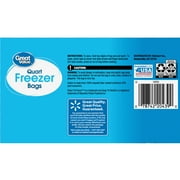 Great Value Freezer Guard Double Zipper Freezer Bags, Quart, 100 Count