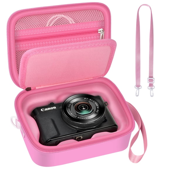 Case for Canon PowerShot SX740/G7X Mark III/ 4K Digital Camera, Point and Shoot Camera Bag With Padded Divider Holds SD Cards-Pink(Box Only)