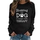 thumbnail image 1 of Mujeres amantes de los perros texto letra impresa cuello redondo manga larga suelta solo sudadera Tops pulóver blusa Fridja hkj2292, 1 of 4