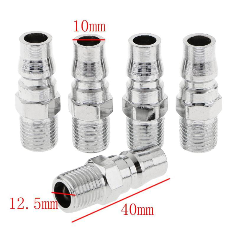 4 Pieces Air Line Hose Fitting Connector Quick Release Male Thread 1/4" BSP 