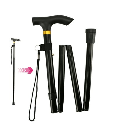- Folding Aluminum Metal Walking Stick, Adjustable Cane Handle Lightweight Quick Locks Trail Poles with Non-Slip Rubber Base for Hiking Trekking Travel