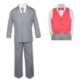 thumbnail image 2 of 7pc Baby Toddler Boy Formal Party Medium Gray Suit w/ Satin Vest & Bow tie Sm-20, 2 of 4