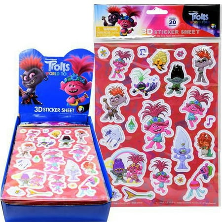 Trolls 2 Raised Sticker Sheet in Poly Bag with a Header Card in Counter Display
