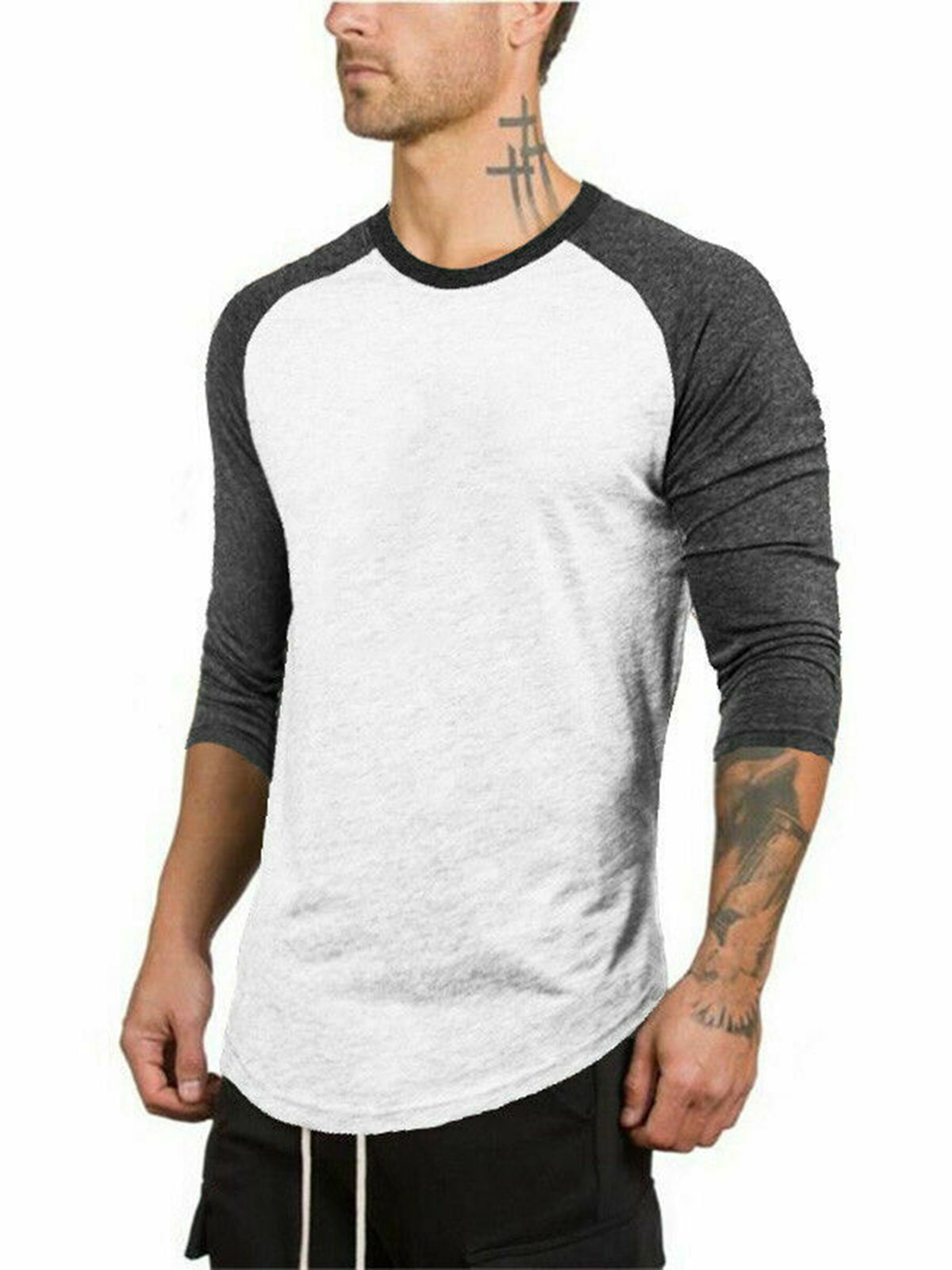 Men's 3/4 Slim Fit Shirt Casual Sport T-Shirt Top - Walmart.com