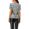 thumbnail image 3 of INSPIRE CHIC Women's Party Velvet Shirt Crew Neck Short Sleeve Casual T-Shirt L Grey, 3 of 6