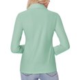 thumbnail image 2 of Camisa con botones Siliteelon para mujer de manga larga, color verde claro, 2 of 9
