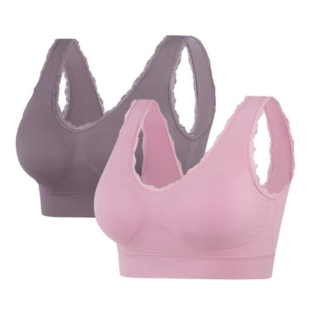Viikei Women s Sports Bra with Padded Cups for Support Women Yoga Solid Sleeveless Cold Shoulder Casual Tanks Blouse Intimates Pink L