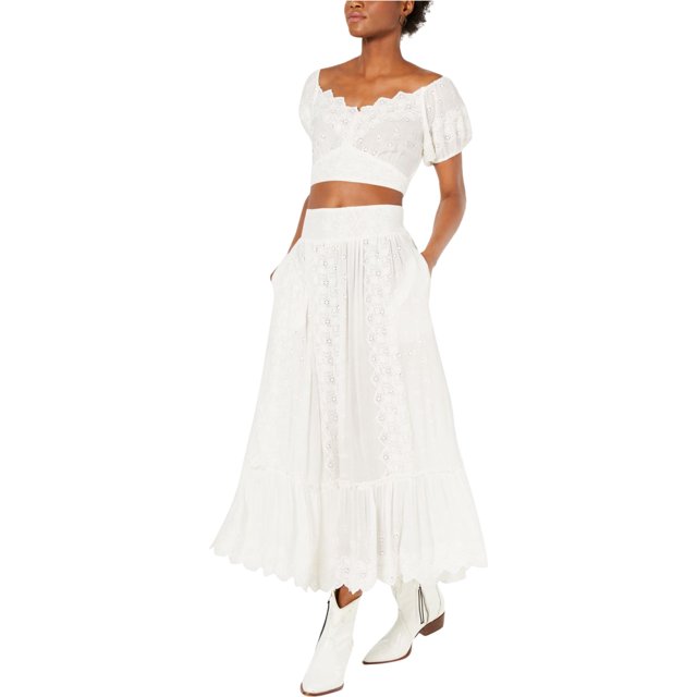 Free People Womens 2 Piece Maxi A-line Skirt, pink, L