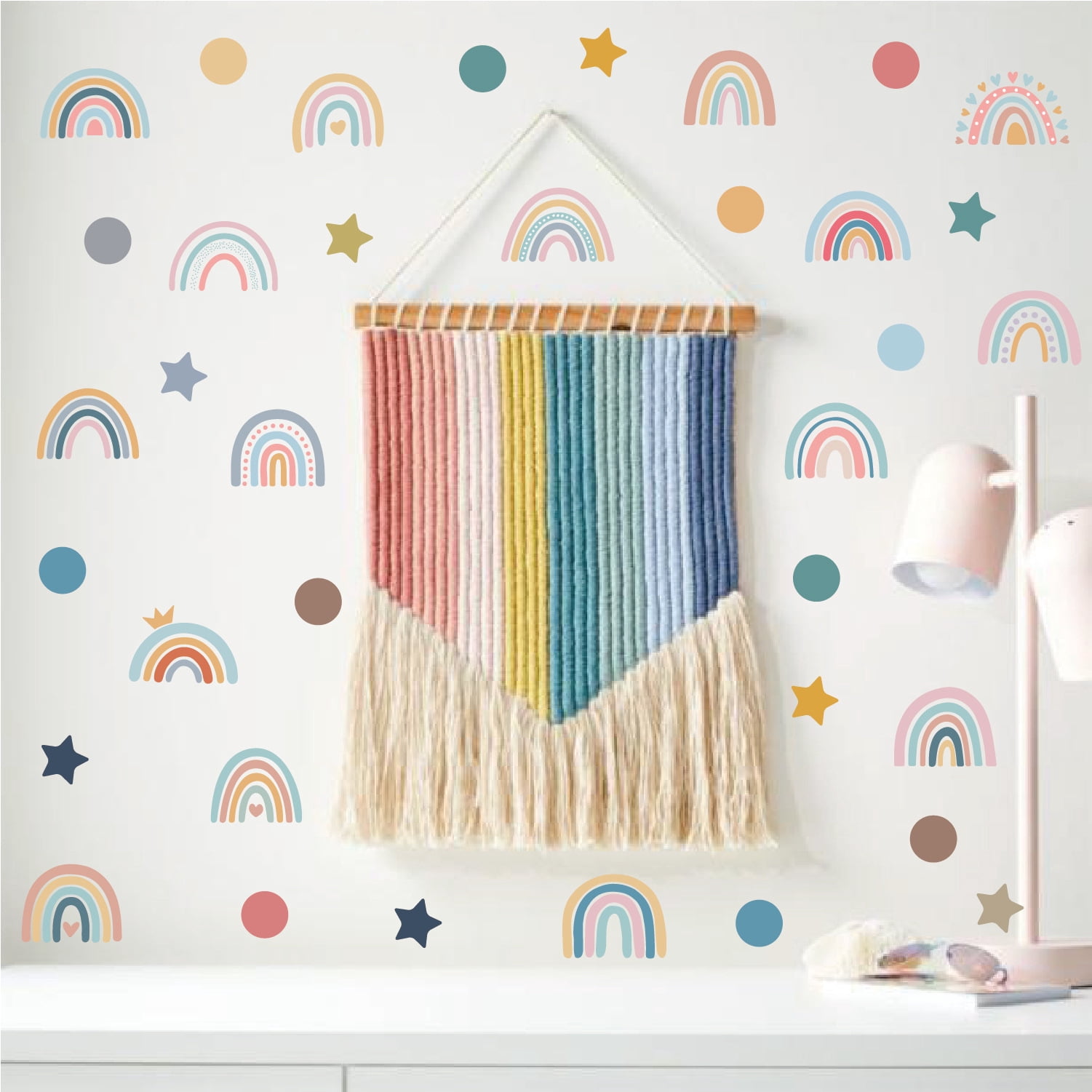 Boho Rainbow Star Wall Decals Stickers for Baby Kids Room Bedroom Wall ...