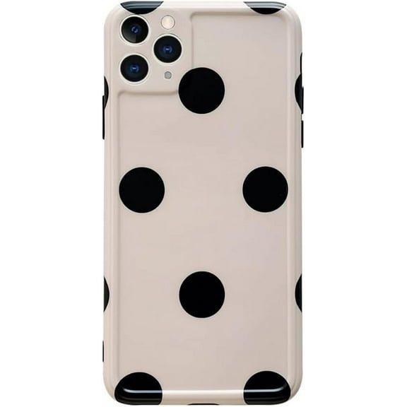 Kawaii Cute Black Spot Soft Phone Case Compatible with iPhone Case (White,iPhone 12 Pro Max)