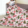 thumbnail image 6 of Throw Blanket Christmas Truck Pink Color Xmas Couch Blankets Plush Flannel Cover Lightweight Soft for Living Room Bed Sofa Travel Office Camping 60 x 80 Inch, 6 of 6