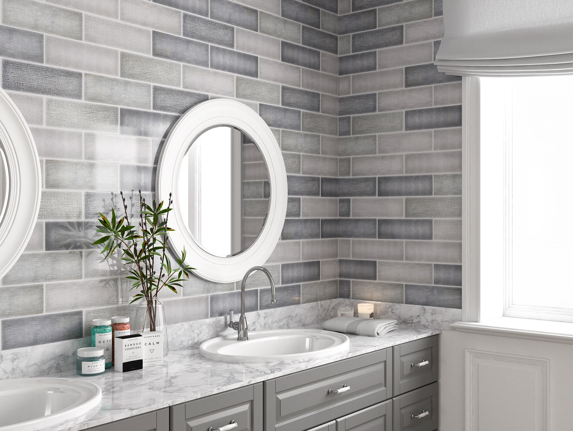 MTO0452 Modern 4X12 Gray Subway Multi-Pattern Glossy ...
