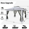 thumbnail image 4 of COBIZI 12'x12' Pop-up Gazebo Patio Gazebo Outdoor Gazebo Canopy with Mosquito Netting Patio Tent Backyard Canopy with 2-Tiered Vented Top 3 Adjustable Height and 144 Square ft of Shade, Gray, 4 of 14