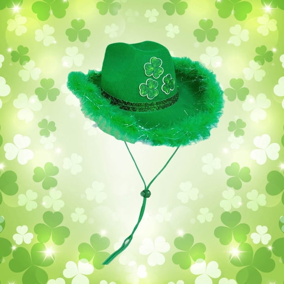 St Patrick's Day Green Top Hat Green Shamrock Hat for Women Men Party Favors (Green2 One Size)
