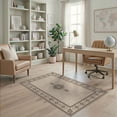 thumbnail image 2 of ODIKA 4'x6' Tan Brown Medallion Geometric Design Washable Area Rug Intricate Border with Symmetrical Patterns Pet Friendly, Non-Shedding for Bedroom, Reading Nook, 2 of 7