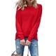 thumbnail image 2 of Suéteres de Mujer, Blusas de Larga, Cuello Redondo, Suéteres de Punto, Moda de Otoño, Ropa Informal Elegante y Básica Rojo L, 2 of 9
