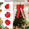 thumbnail image 2 of Christmas Tree Topper Bow Large Red Silk Indoor Outdoor Decor 45x30cm, 2 of 7