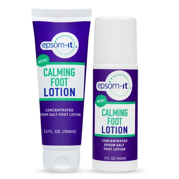 Epsom-It Calming Foot Lotion Set with Rollerball – 3.5oz Foot Cream & 3.5oz Magnesium Lotion for Tired Feet