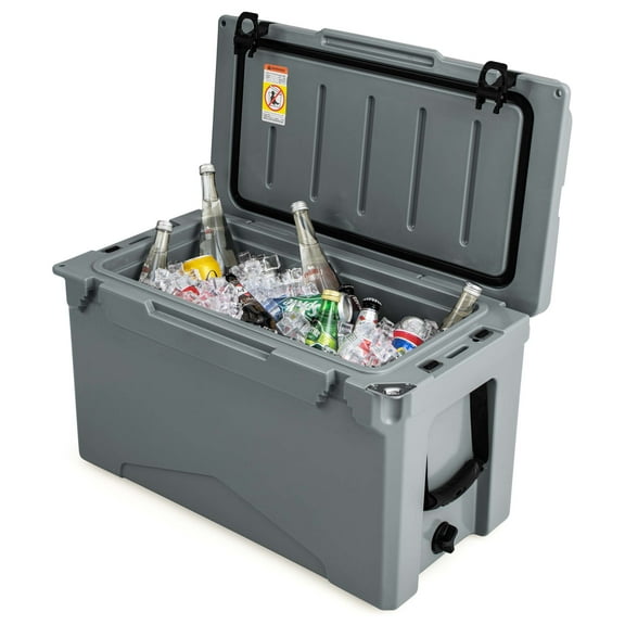Costway 50 QT Rotomolded Cooler Portable Ice Chest Ice Retention for 5-7 Days Charcoal
