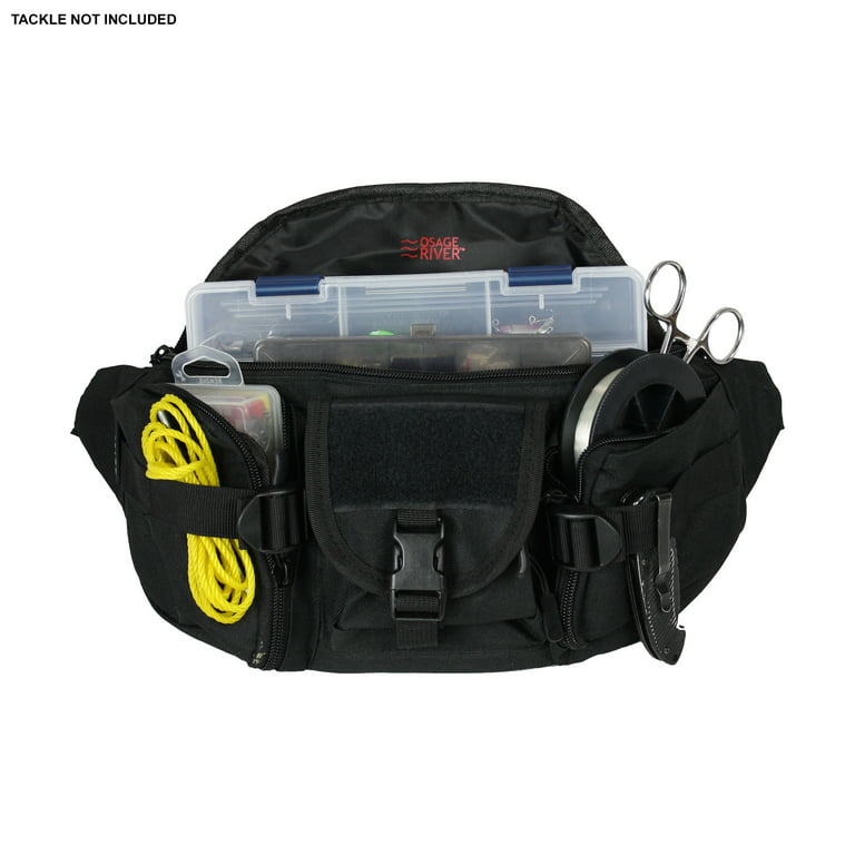 Osage River Gear Fishing Tackle Bag, Waist Fanny Pack Portable Storage,  Crossbody Sling Bag - Black