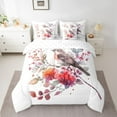 thumbnail image 2 of Feelyou Watercolor Birds Teen Bedding Comforter Set 7pcs, Spring Pink Flower King Bedding Sets, Rustic Animal Reversible Bed Sheets, Microfiber Bedroom Decor, 2 of 8