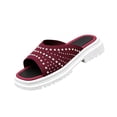thumbnail image 2 of HTHLVMD Embellished Casual Sandals, Sparkly Rhinestone Slides, Party Style Slide Shoes, Ladies Open Toe Slippers With Rhinestone Accent and Woven Mesh Upper for Casual Spring Summer Wear, Wine 7.6, 2 of 6