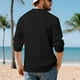 thumbnail image 4 of pstuiky camisa de manga larga para hombre, Camisa de entrenamiento de manga larga con cuello redondo y medio botón informal de colores sólidos para hombre Tops de talla grande para hombre xxl, 4 of 9