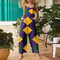 thumbnail image 2 of FrzhBrz Mardi Gras Pants for Women Wide Leg Jumpsuit Pants Cotton Linen Jumpsuit Loose Causal Pants, 2 of 6