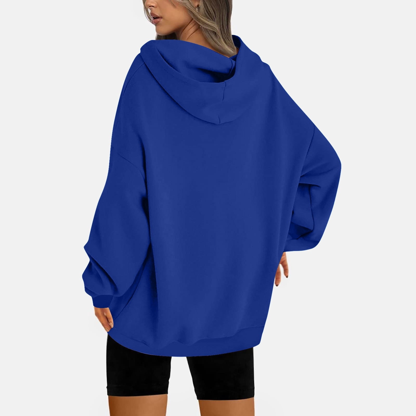 Plus Size Hoodies for Women with Front Pocket Pullover Fleece Lined Sweatshirts Ladies Casual Solid Loose Basic Comfort Hooded Tops XS-5X