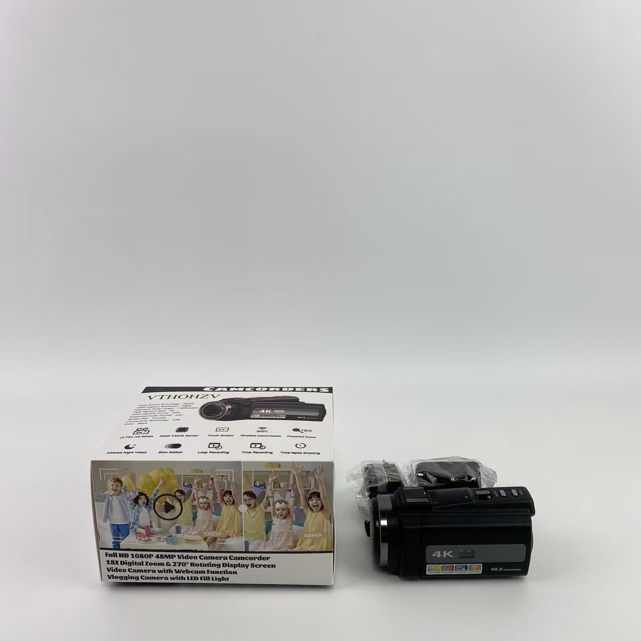 VTHOHZV Camcorders,Camcorder Video Camera, Digital Camera 1080P 18X Digital Zoom Cam Corder with Fill Light, 3" 270° Rotatable Screen Webcam Anti-Shake 48MP