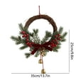 thumbnail image 3 of Christmas Bell Decorations 13.8in Christmas Decorations Rattan Wreath Bells Bow Red Fruit Branch Door Hanging Christmas Window Decoration Pendant, 3 of 6