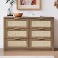 thumbnail image 1 of OAKHAM Commode 6 Tiroirs, Grand Commode en Rotin pour Chambre à Coucher Salon, Noyer Spécial, 1 of 10