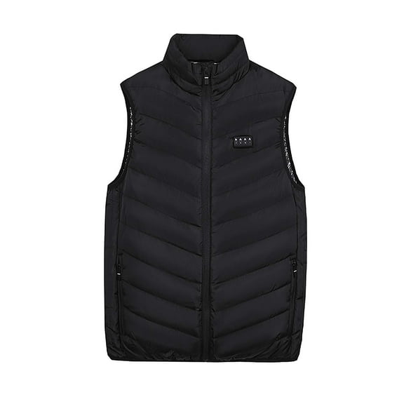 IROINNID Men's Sleeveless V-Neck Short Vest Solid Color Leisure Warm Clothing Heated For Riding Skiing Fishing Charging Via Heated Coat