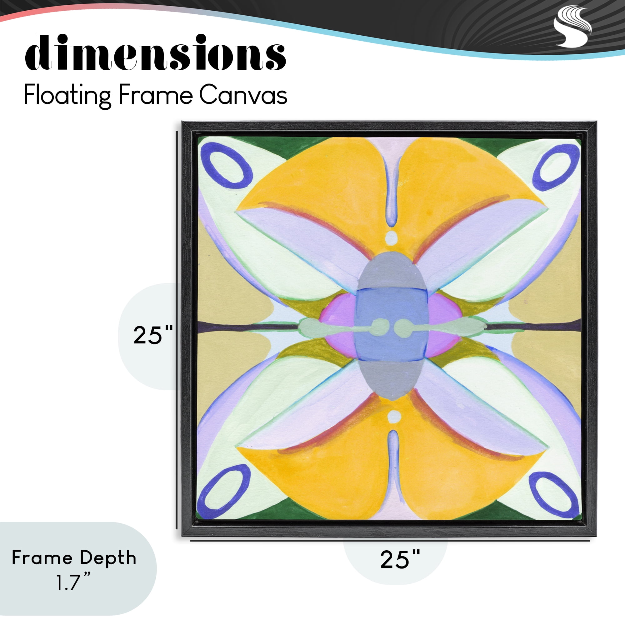 Stupell Industries Warm Revival Kaleidoscope Black Framed Floater Canvas Wall Art, design by Melissa Wang