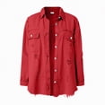 thumbnail image 5 of Towmus Casual Quilted Jackets for Women Button Down Collared Long Sleeve Shirts Frayed Hem Fall Jackets with Pockets, 5 of 6
