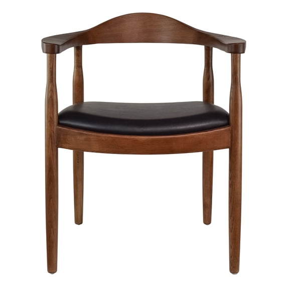 2xhome Solid Wood Farmhouse Dining Chair with PU Leather Cushion Seat - Kennedy Presidential Modern Accent Armchair for Kitchen Dining Room or Office, Espresso