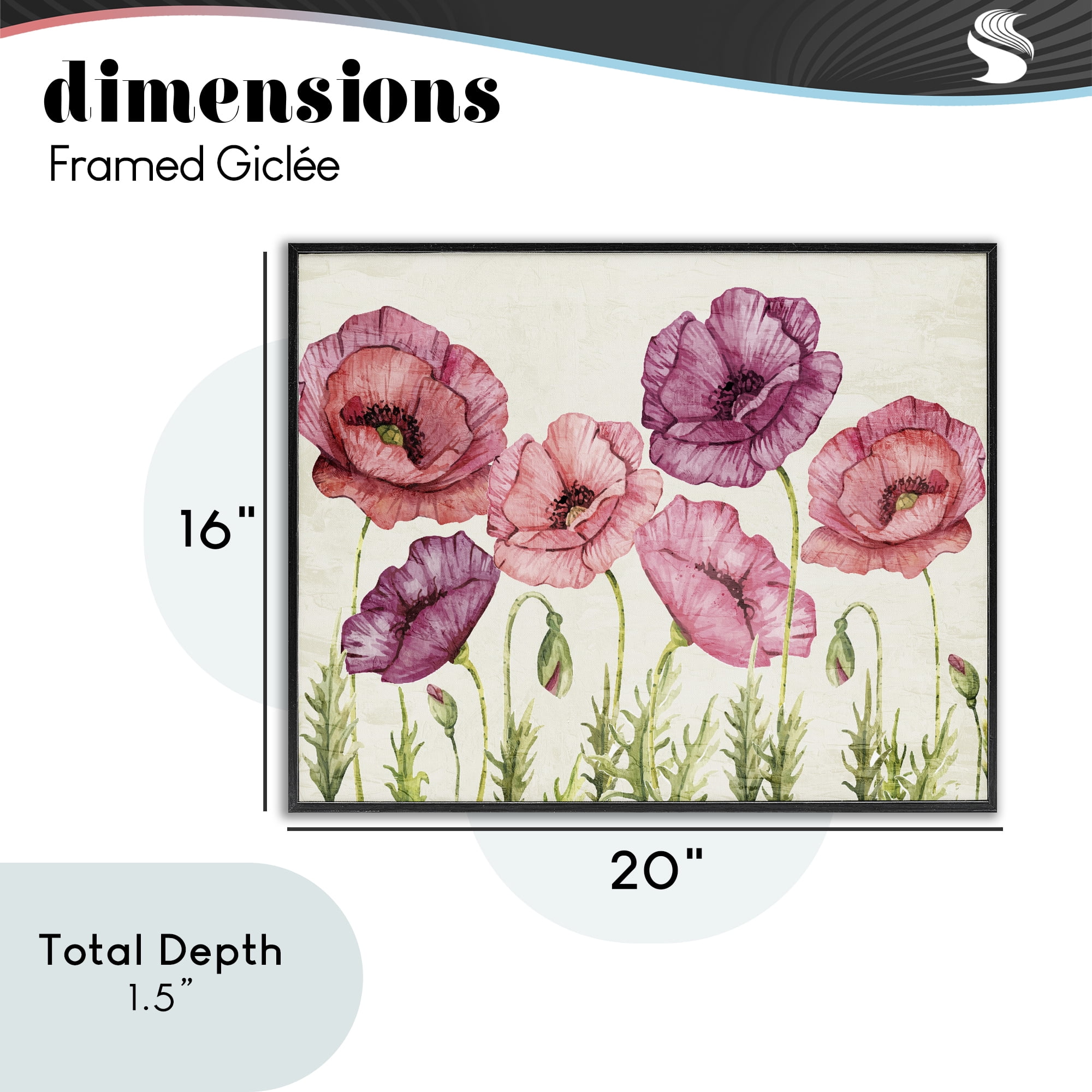 Stupell Industries Poppy Days Vintage Blooms Black Framed Giclee Art, design by Kim Allen
