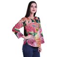 thumbnail image 3 of Moomaya Printed Button Placket Full Sleeve Top Round Neck WoMen's Casual Summer Tunic, 3 of 6